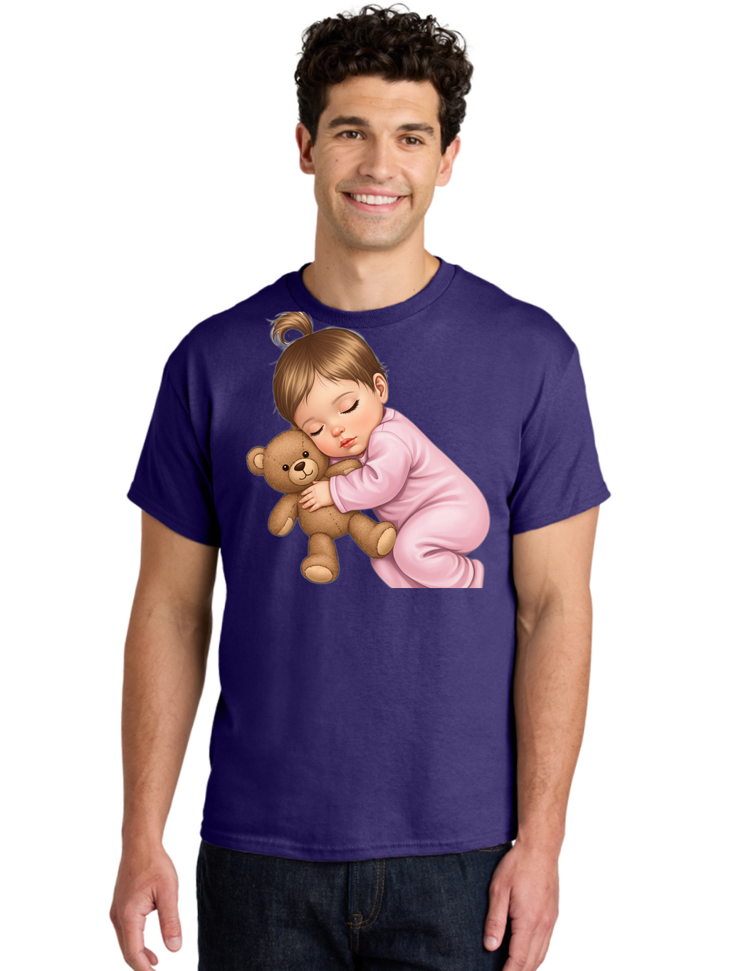 Sleeping-Baby-With-Teddy Men'S Graphic Tee, 100% Cotton, Comfortable Casual Summer Wear, Machine Washable, Vintage Camera, Old Camera, Antique Camera, Black Camera, Classic Photography, Photography Equipment, Nostalgic Device, Film Camera, Bal331