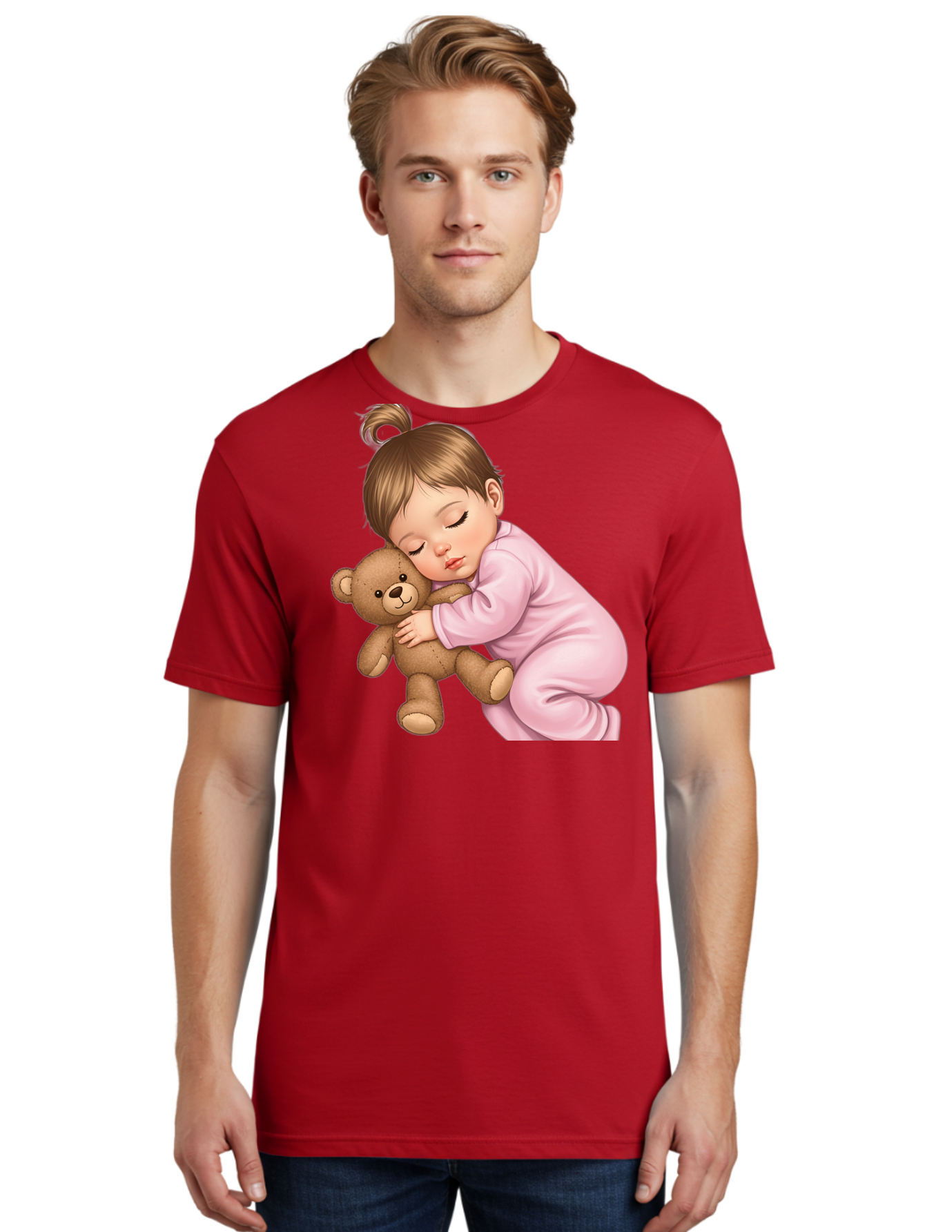 Sleeping-Baby-With-Teddy Men'S Graphic Tee, 100% Cotton, Comfortable Casual Summer Wear, Machine Washable, Vintage Camera, Old Camera, Antique Camera, Black Camera, Classic Photography, Photography Equipment, Nostalgic Device, Film Camera, Bal331
