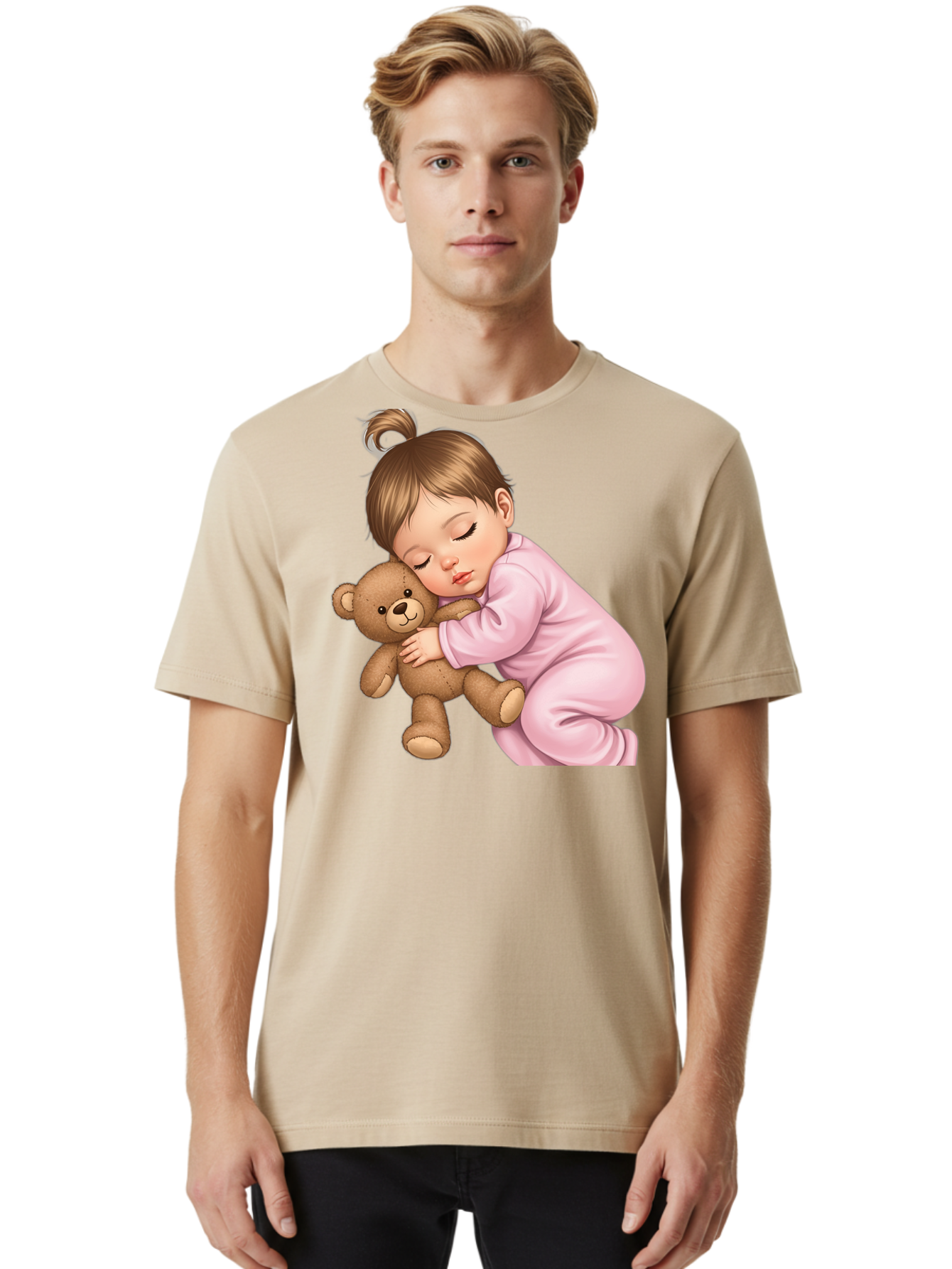 Sleeping-Baby-With-Teddy Men'S Graphic Tee, 100% Cotton, Comfortable Casual Summer Wear, Machine Washable, Vintage Camera, Old Camera, Antique Camera, Black Camera, Classic Photography, Photography Equipment, Nostalgic Device, Film Camera, Bal331