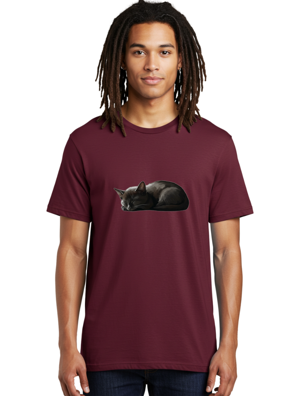 Sleeping-Black-Cat-1 Men'S Graphic Tee, 100% Cotton, Comfortable Casual Summer Wear, Machine Washable, Vintage Camera, Old Camera, Antique Camera, Black Camera, Classic Photography, Photography Equipment, Nostalgic Device, Film Camera, Bal333