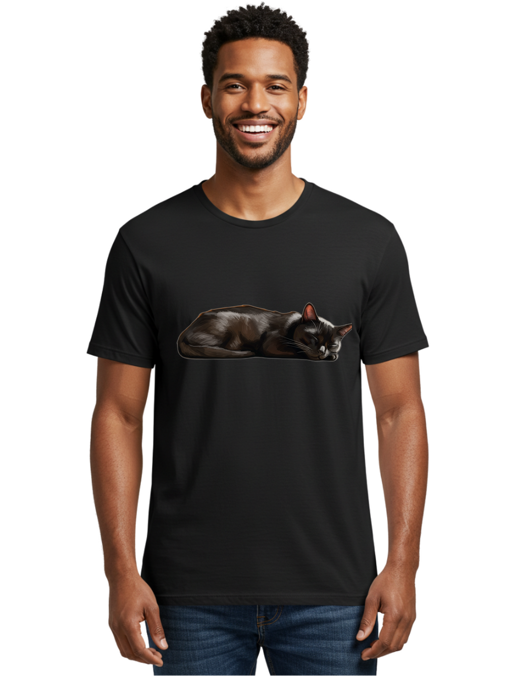 Sleeping-Black-Cat Men'S Graphic Tee, 100% Cotton, Comfortable Casual Summer Wear, Machine Washable, Vintage Camera, Old Camera, Antique Camera, Black Camera, Classic Photography, Photography Equipment, Nostalgic Device, Film Camera, Bal334