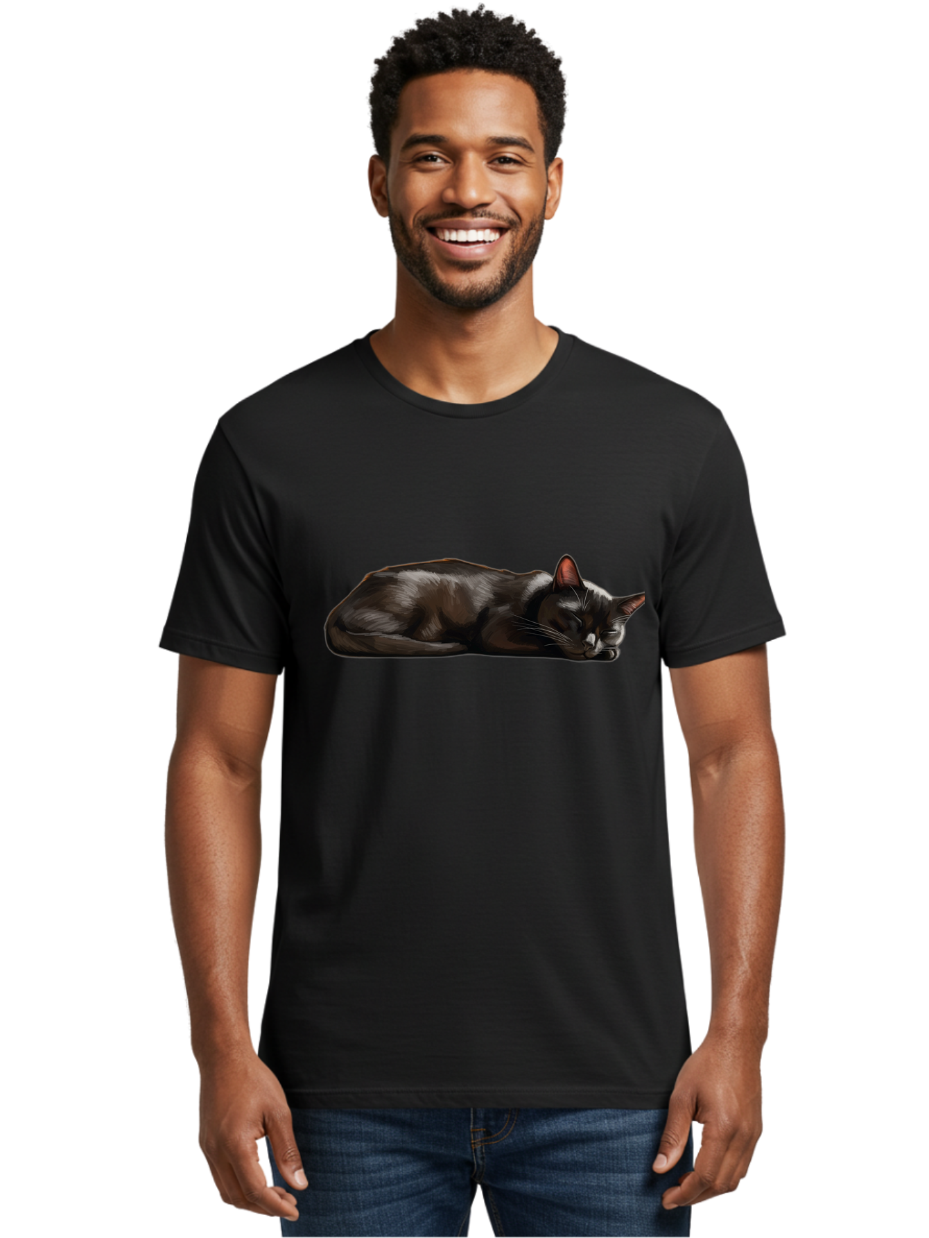 Sleeping-Black-Cat Men'S Graphic Tee, 100% Cotton, Comfortable Casual Summer Wear, Machine Washable, Vintage Camera, Old Camera, Antique Camera, Black Camera, Classic Photography, Photography Equipment, Nostalgic Device, Film Camera, Bal334