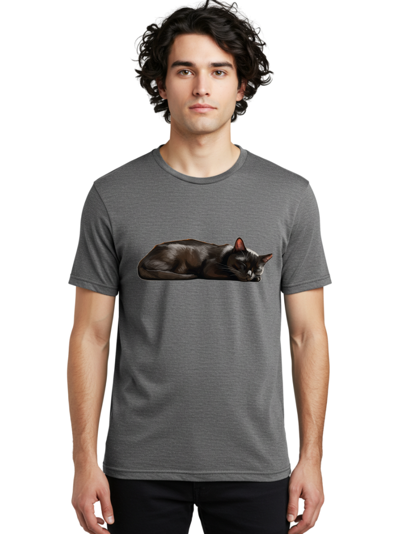 Sleeping-Black-Cat Men'S Graphic Tee, 100% Cotton, Comfortable Casual Summer Wear, Machine Washable, Vintage Camera, Old Camera, Antique Camera, Black Camera, Classic Photography, Photography Equipment, Nostalgic Device, Film Camera, Bal334