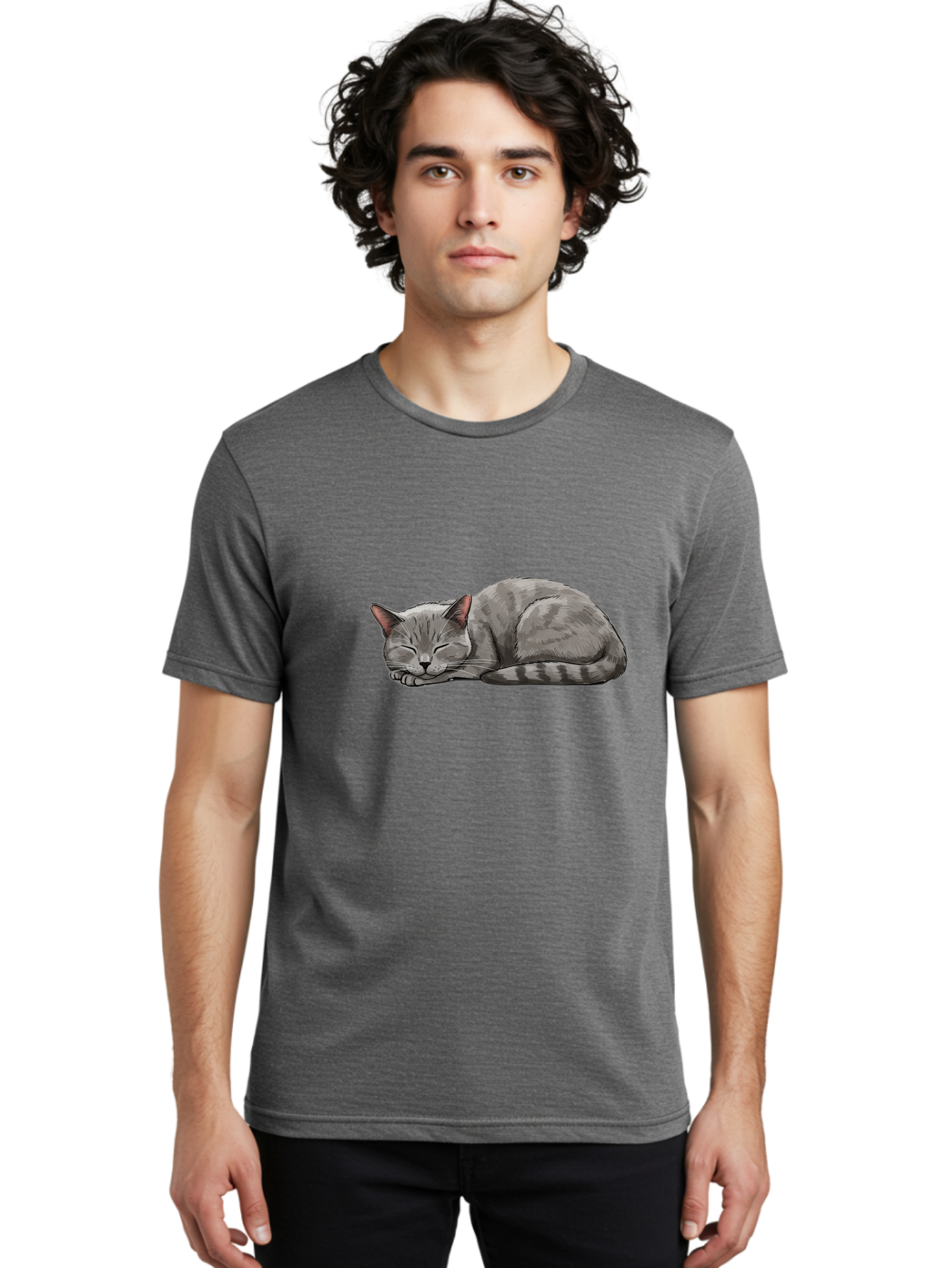 Sleeping-Cat-1 Men'S Graphic Tee, 100% Cotton, Comfortable Casual Summer Wear, Machine Washable, Vintage Camera, Old Camera, Antique Camera, Black Camera, Classic Photography, Photography Equipment, Nostalgic Device, Film Camera, Camera Art Bal336