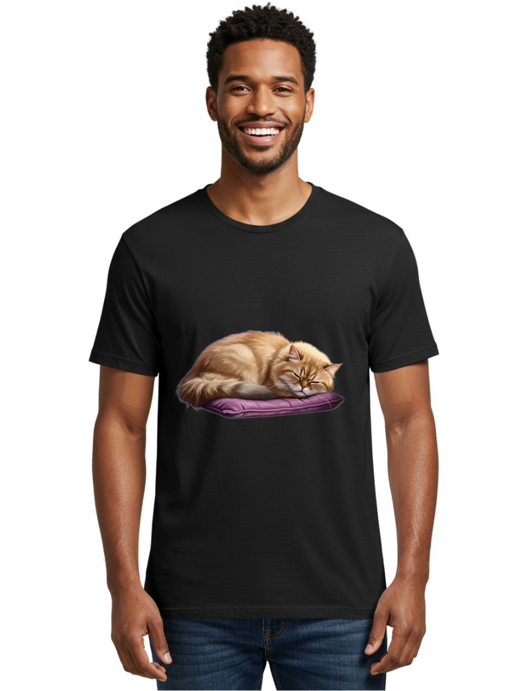 Sleeping-Orange-Cat-1 Men'S Graphic Tee, 100% Cotton, Comfortable Casual Summer Wear, Machine Washable, Vintage Camera, Old Camera, Antique Camera, Black Camera, Classic Photography, Photography Equipment, Nostalgic Device, Film Camera, Bal347