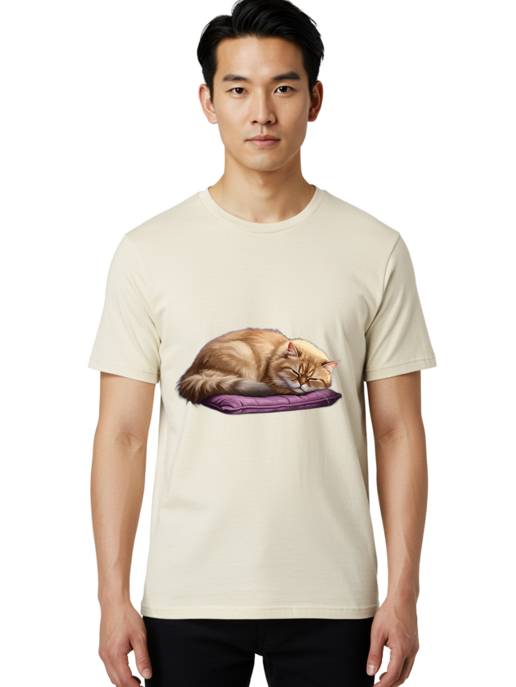 Sleeping-Orange-Cat-1 Men'S Graphic Tee, 100% Cotton, Comfortable Casual Summer Wear, Machine Washable, Vintage Camera, Old Camera, Antique Camera, Black Camera, Classic Photography, Photography Equipment, Nostalgic Device, Film Camera, Bal347