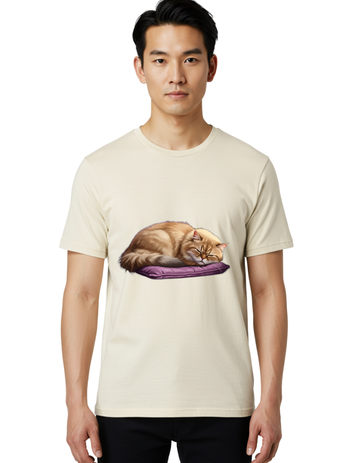 Sleeping-Orange-Cat-1 Men'S Graphic Tee, 100% Cotton, Comfortable Casual Summer Wear, Machine Washable, Vintage Camera, Old Camera, Antique Camera, Black Camera, Classic Photography, Photography Equipment, Nostalgic Device, Film Camera, Bal347