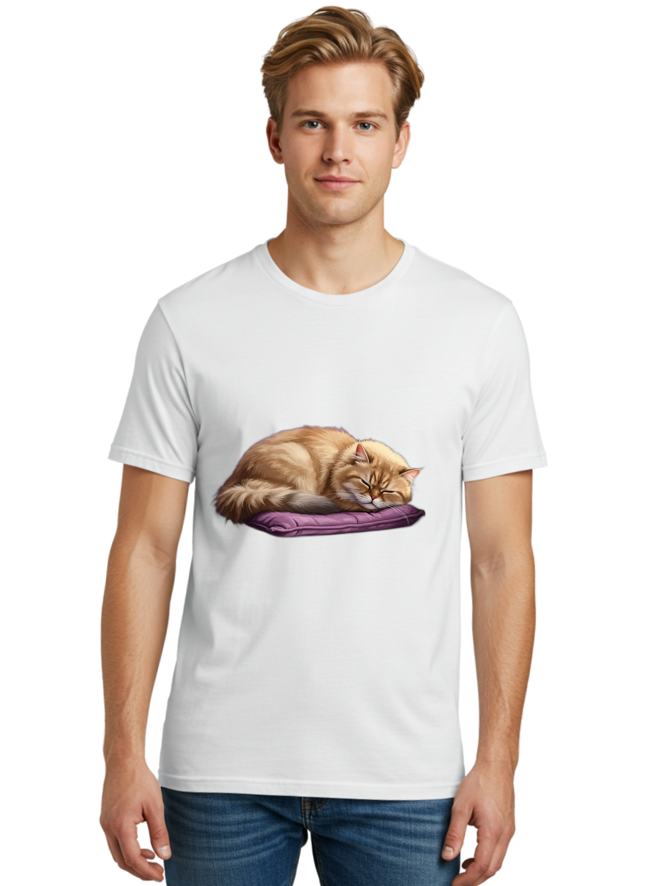 Sleeping-Orange-Cat-1 Men'S Graphic Tee, 100% Cotton, Comfortable Casual Summer Wear, Machine Washable, Vintage Camera, Old Camera, Antique Camera, Black Camera, Classic Photography, Photography Equipment, Nostalgic Device, Film Camera, Bal347