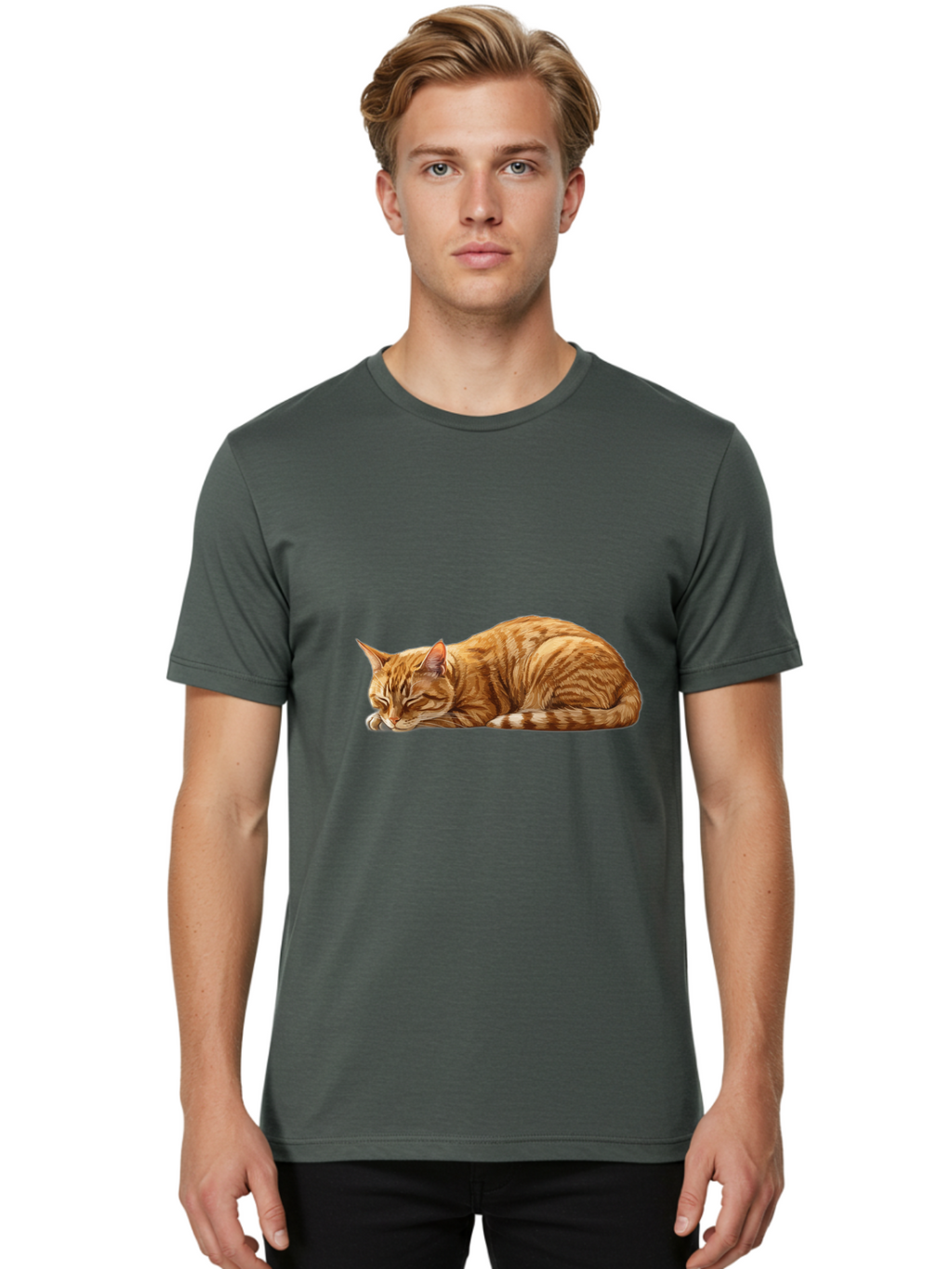 Sleeping-Orange-Cat Men'S Graphic Tee, 100% Cotton, Comfortable Casual Summer Wear, Machine Washable, Vintage Camera, Old Camera, Antique Camera, Black Camera, Classic Photography, Photography Equipment, Nostalgic Device, Film Camera, Bal348