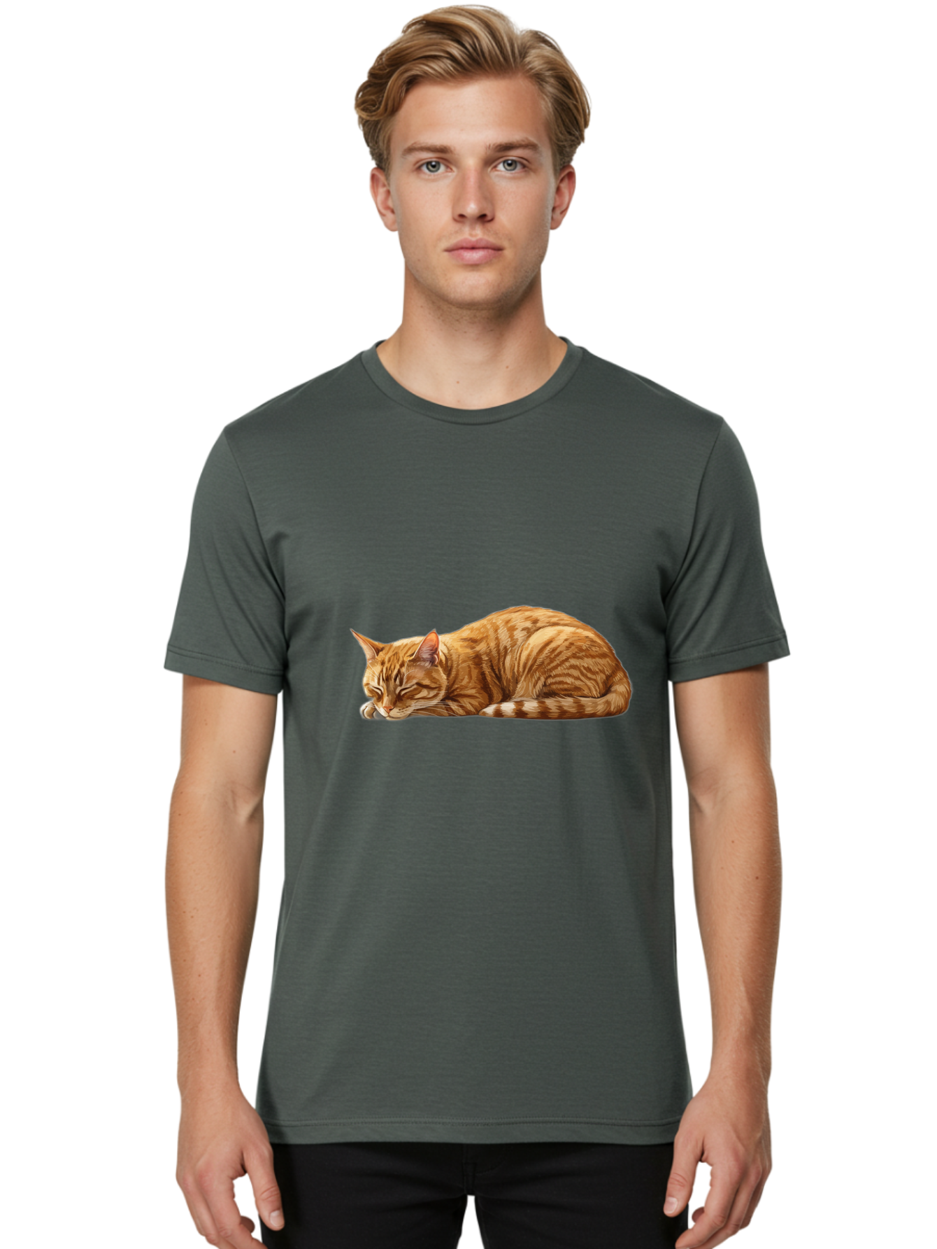 Sleeping-Orange-Cat Men'S Graphic Tee, 100% Cotton, Comfortable Casual Summer Wear, Machine Washable, Vintage Camera, Old Camera, Antique Camera, Black Camera, Classic Photography, Photography Equipment, Nostalgic Device, Film Camera, Bal348