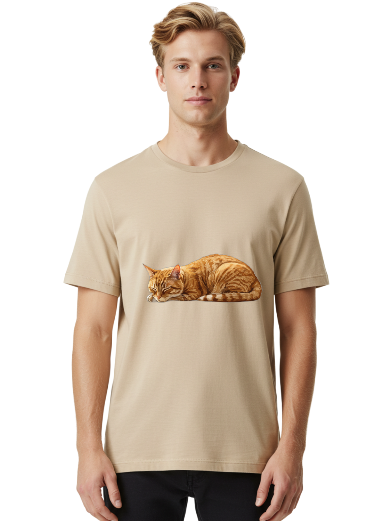 Sleeping-Orange-Cat Men'S Graphic Tee, 100% Cotton, Comfortable Casual Summer Wear, Machine Washable, Vintage Camera, Old Camera, Antique Camera, Black Camera, Classic Photography, Photography Equipment, Nostalgic Device, Film Camera, Bal348