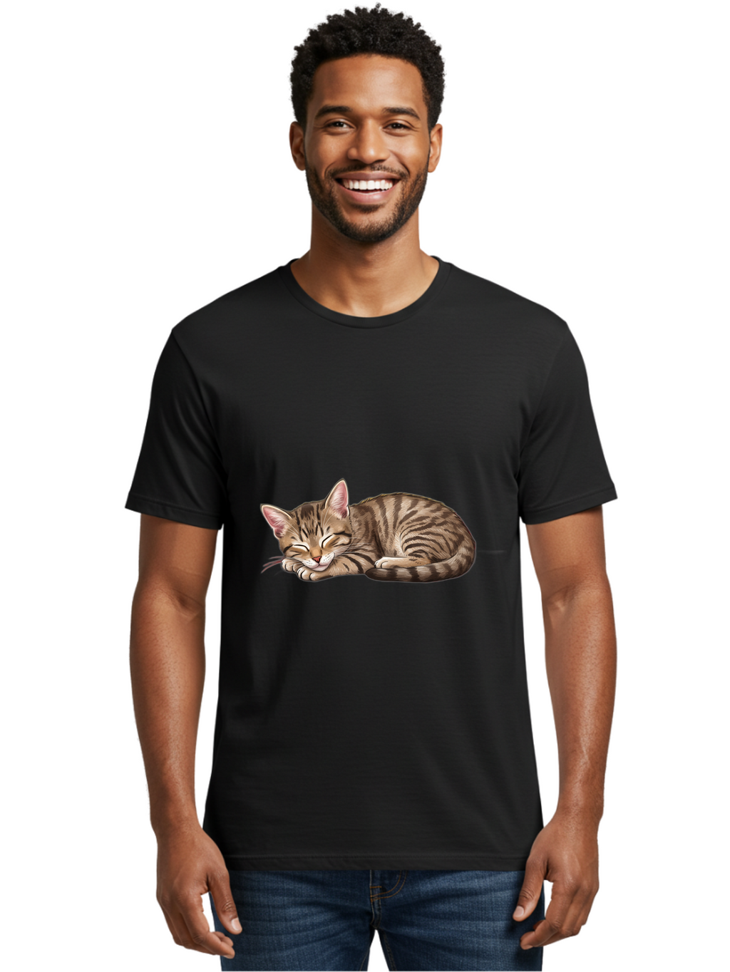 Sleeping-Tabby-Cat Men'S Graphic Tee, 100% Cotton, Comfortable Casual Summer Wear, Machine Washable, Vintage Camera, Old Camera, Antique Camera, Black Camera, Classic Photography, Photography Equipment, Nostalgic Device, Film Camera, Bal349