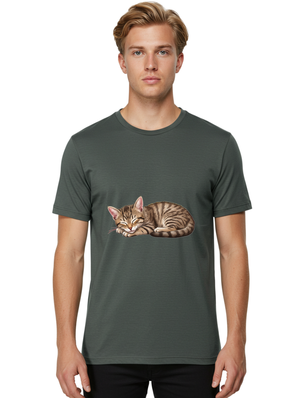 Sleeping-Tabby-Cat Men'S Graphic Tee, 100% Cotton, Comfortable Casual Summer Wear, Machine Washable, Vintage Camera, Old Camera, Antique Camera, Black Camera, Classic Photography, Photography Equipment, Nostalgic Device, Film Camera, Bal349