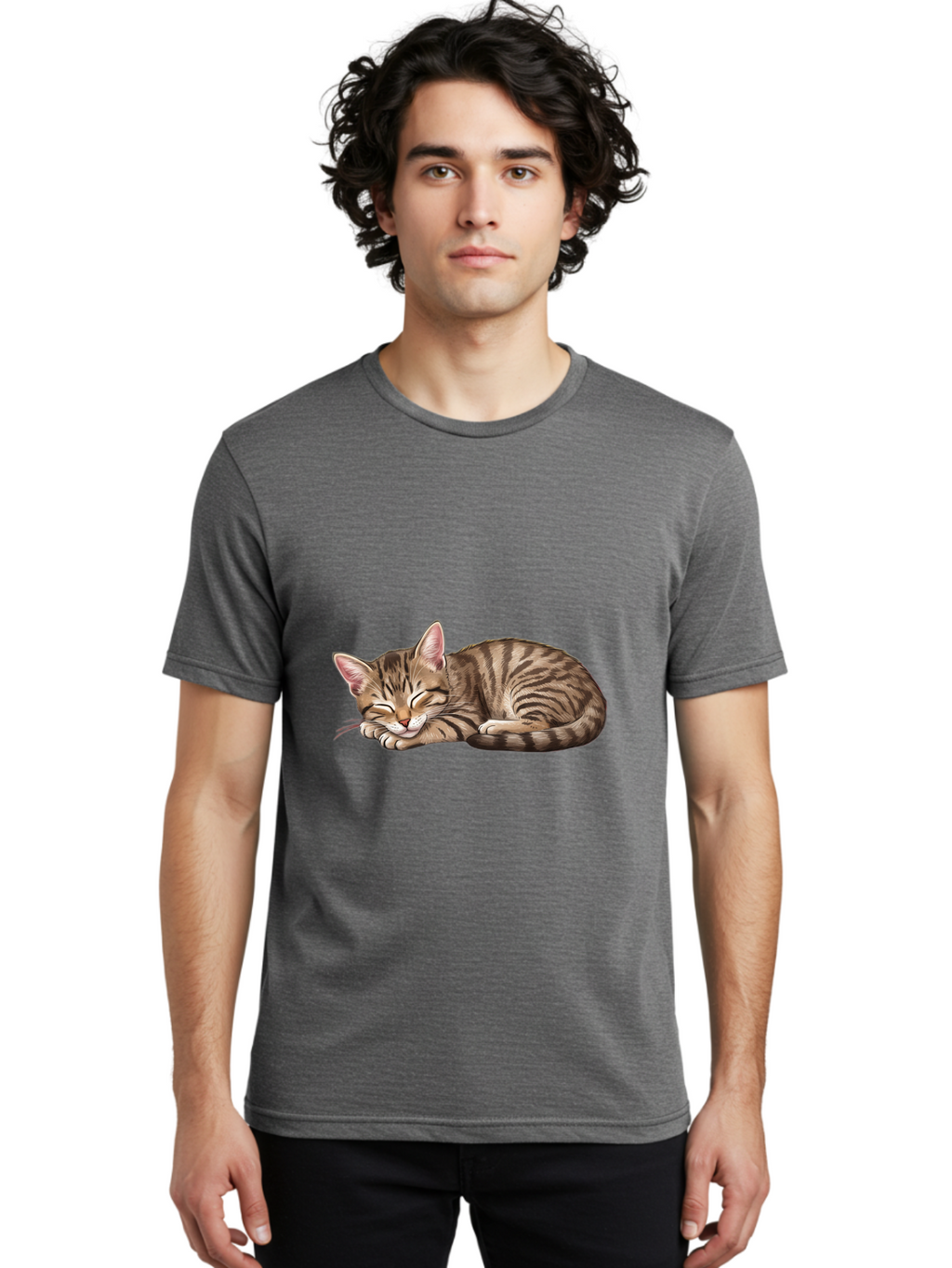 Sleeping-Tabby-Cat Men'S Graphic Tee, 100% Cotton, Comfortable Casual Summer Wear, Machine Washable, Vintage Camera, Old Camera, Antique Camera, Black Camera, Classic Photography, Photography Equipment, Nostalgic Device, Film Camera, Bal349