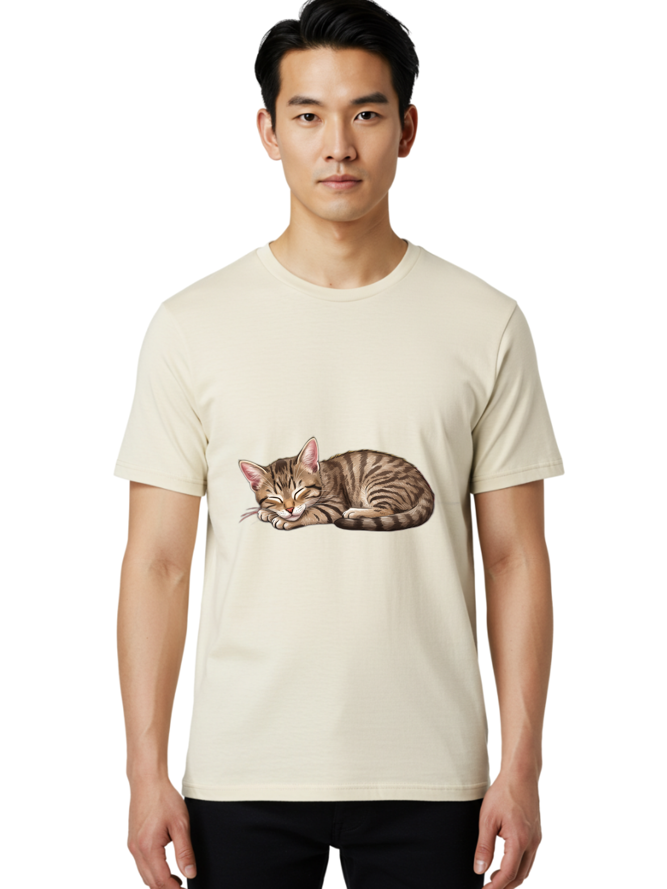 Sleeping-Tabby-Cat Men'S Graphic Tee, 100% Cotton, Comfortable Casual Summer Wear, Machine Washable, Vintage Camera, Old Camera, Antique Camera, Black Camera, Classic Photography, Photography Equipment, Nostalgic Device, Film Camera, Bal349