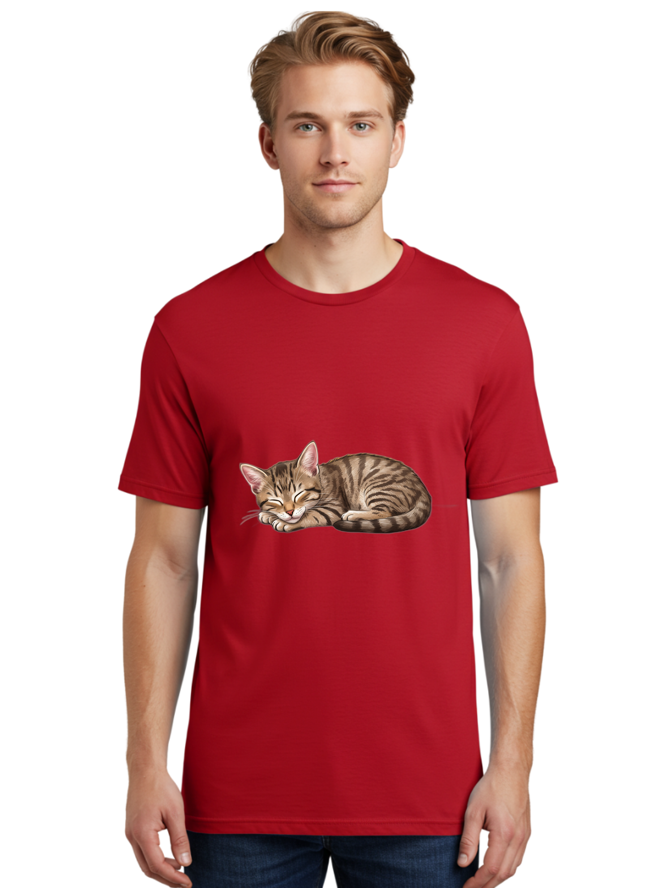 Sleeping-Tabby-Cat Men'S Graphic Tee, 100% Cotton, Comfortable Casual Summer Wear, Machine Washable, Vintage Camera, Old Camera, Antique Camera, Black Camera, Classic Photography, Photography Equipment, Nostalgic Device, Film Camera, Bal349