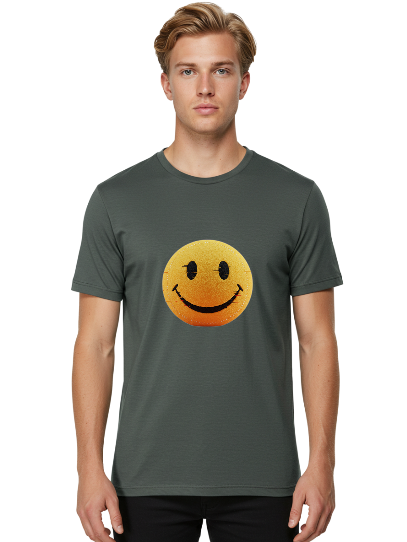 Smiley-Face-2 Men'S Graphic Tee, 100% Cotton, Comfortable Casual Summer Wear, Machine Washable, Vintage Camera, Old Camera, Antique Camera, Black Camera, Classic Photography, Photography Equipment, Nostalgic Device, Film Camera, Camera Art Bal355
