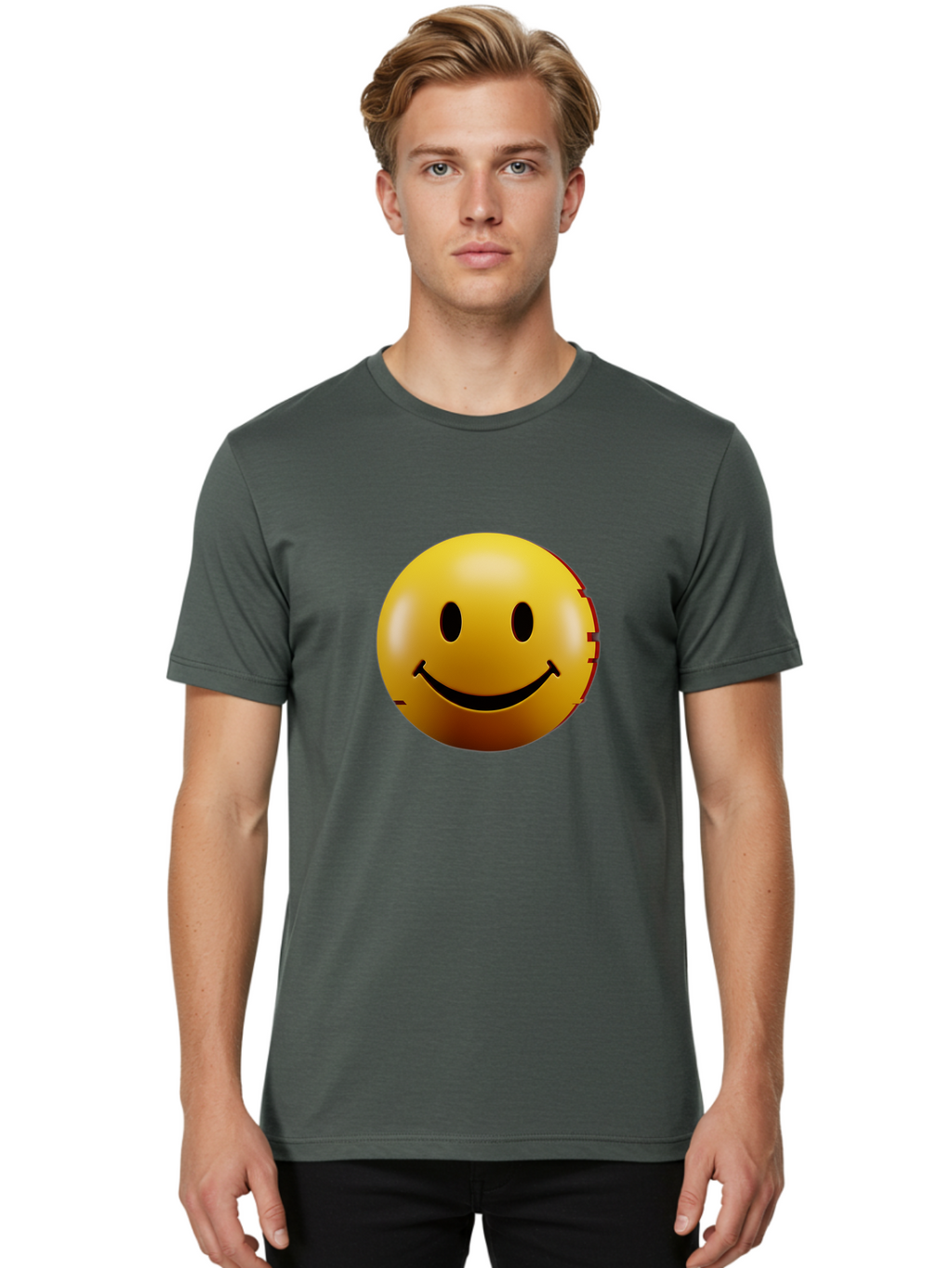 Smiley-Face-3 Men'S Graphic Tee, 100% Cotton, Comfortable Casual Summer Wear, Machine Washable, Vintage Camera, Old Camera, Antique Camera, Black Camera, Classic Photography, Photography Equipment, Nostalgic Device, Film Camera, Camera Art Bal356