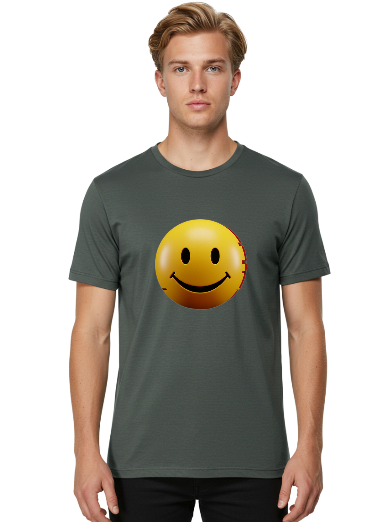 Smiley-Face-3 Men'S Graphic Tee, 100% Cotton, Comfortable Casual Summer Wear, Machine Washable, Vintage Camera, Old Camera, Antique Camera, Black Camera, Classic Photography, Photography Equipment, Nostalgic Device, Film Camera, Camera Art Bal356
