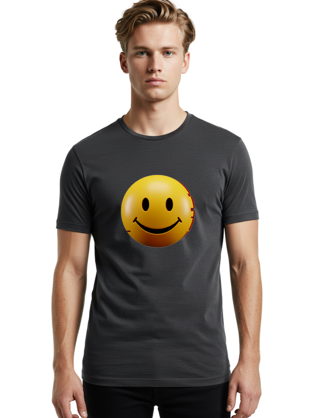 Smiley-Face-3 Men'S Graphic Tee, 100% Cotton, Comfortable Casual Summer Wear, Machine Washable, Vintage Camera, Old Camera, Antique Camera, Black Camera, Classic Photography, Photography Equipment, Nostalgic Device, Film Camera, Camera Art Bal356