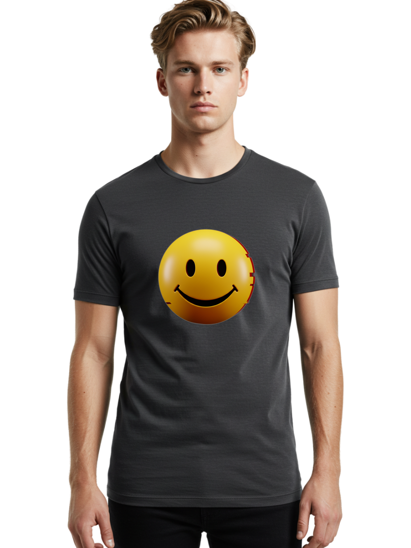 Smiley-Face-3 Men'S Graphic Tee, 100% Cotton, Comfortable Casual Summer Wear, Machine Washable, Vintage Camera, Old Camera, Antique Camera, Black Camera, Classic Photography, Photography Equipment, Nostalgic Device, Film Camera, Camera Art Bal356