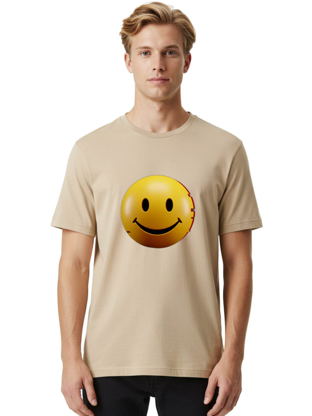 Smiley-Face-3 Men'S Graphic Tee, 100% Cotton, Comfortable Casual Summer Wear, Machine Washable, Vintage Camera, Old Camera, Antique Camera, Black Camera, Classic Photography, Photography Equipment, Nostalgic Device, Film Camera, Camera Art Bal356