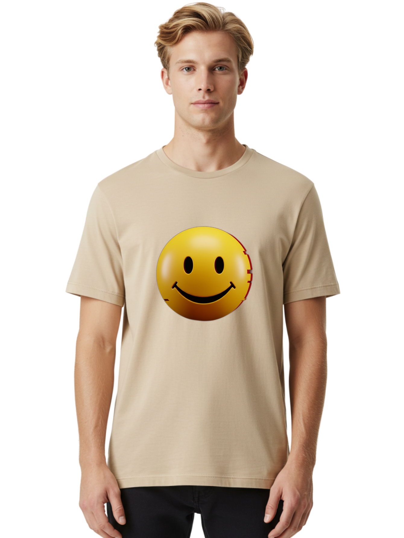 Smiley-Face-3 Men'S Graphic Tee, 100% Cotton, Comfortable Casual Summer Wear, Machine Washable, Vintage Camera, Old Camera, Antique Camera, Black Camera, Classic Photography, Photography Equipment, Nostalgic Device, Film Camera, Camera Art Bal356