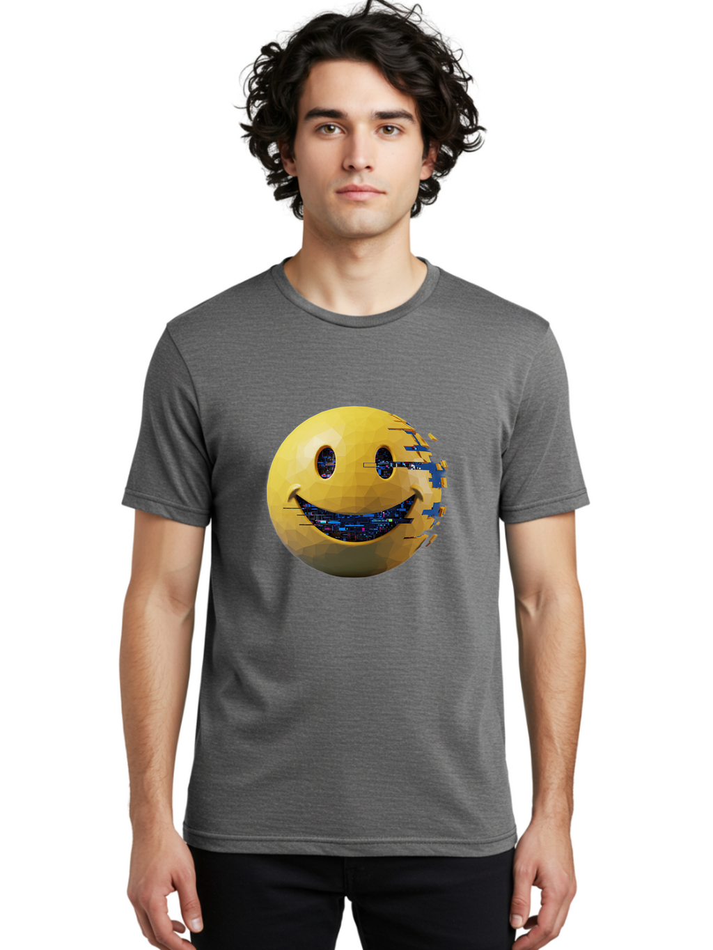 Smiley-Face-Glitch Men'S Graphic Tee, 100% Cotton, Comfortable Casual Summer Wear, Machine Washable, Vintage Camera, Old Camera, Antique Camera, Black Camera, Classic Photography, Photography Equipment, Nostalgic Device, Film Camera, Bal357
