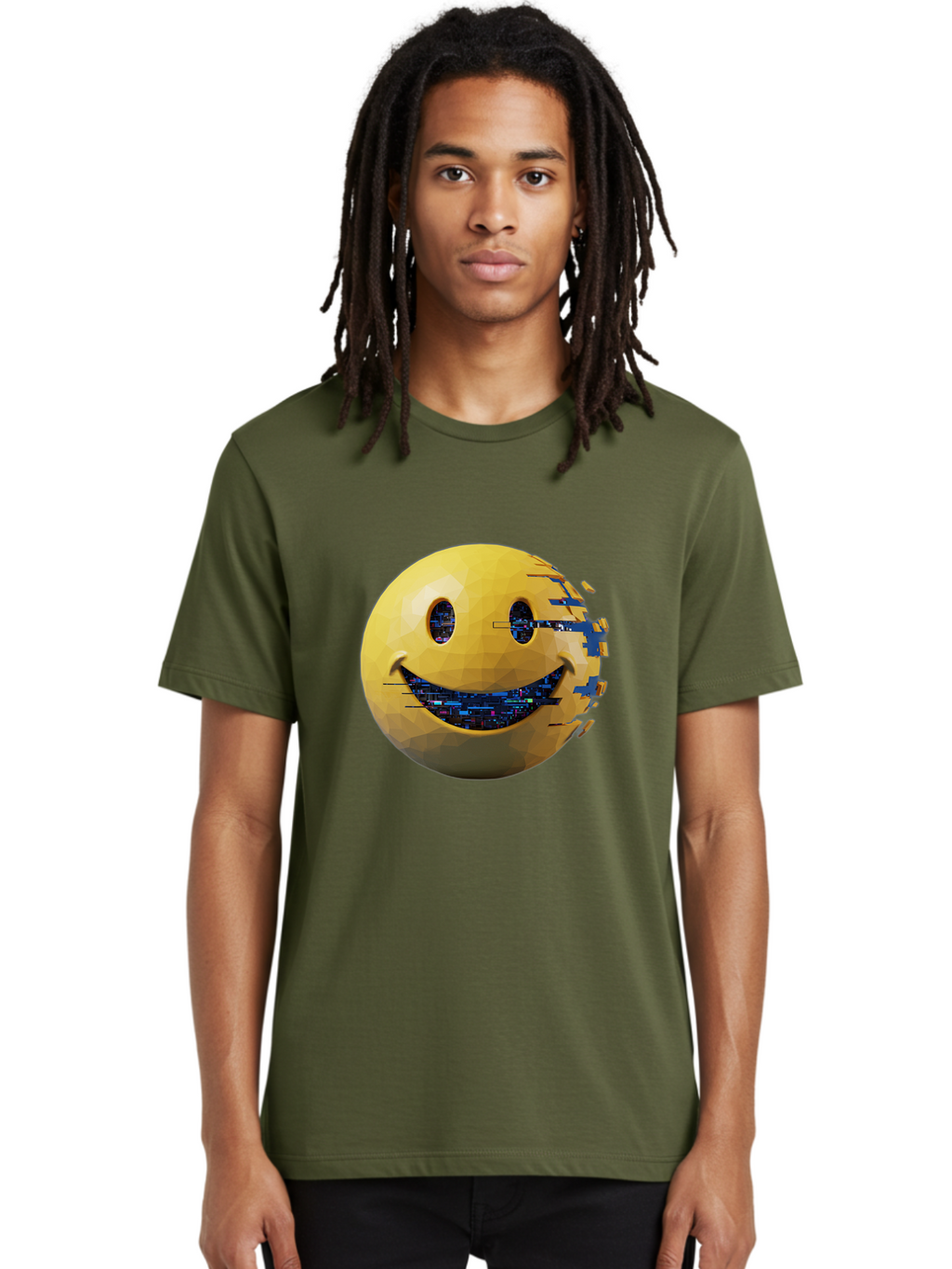 Smiley-Face-Glitch Men'S Graphic Tee, 100% Cotton, Comfortable Casual Summer Wear, Machine Washable, Vintage Camera, Old Camera, Antique Camera, Black Camera, Classic Photography, Photography Equipment, Nostalgic Device, Film Camera, Bal357