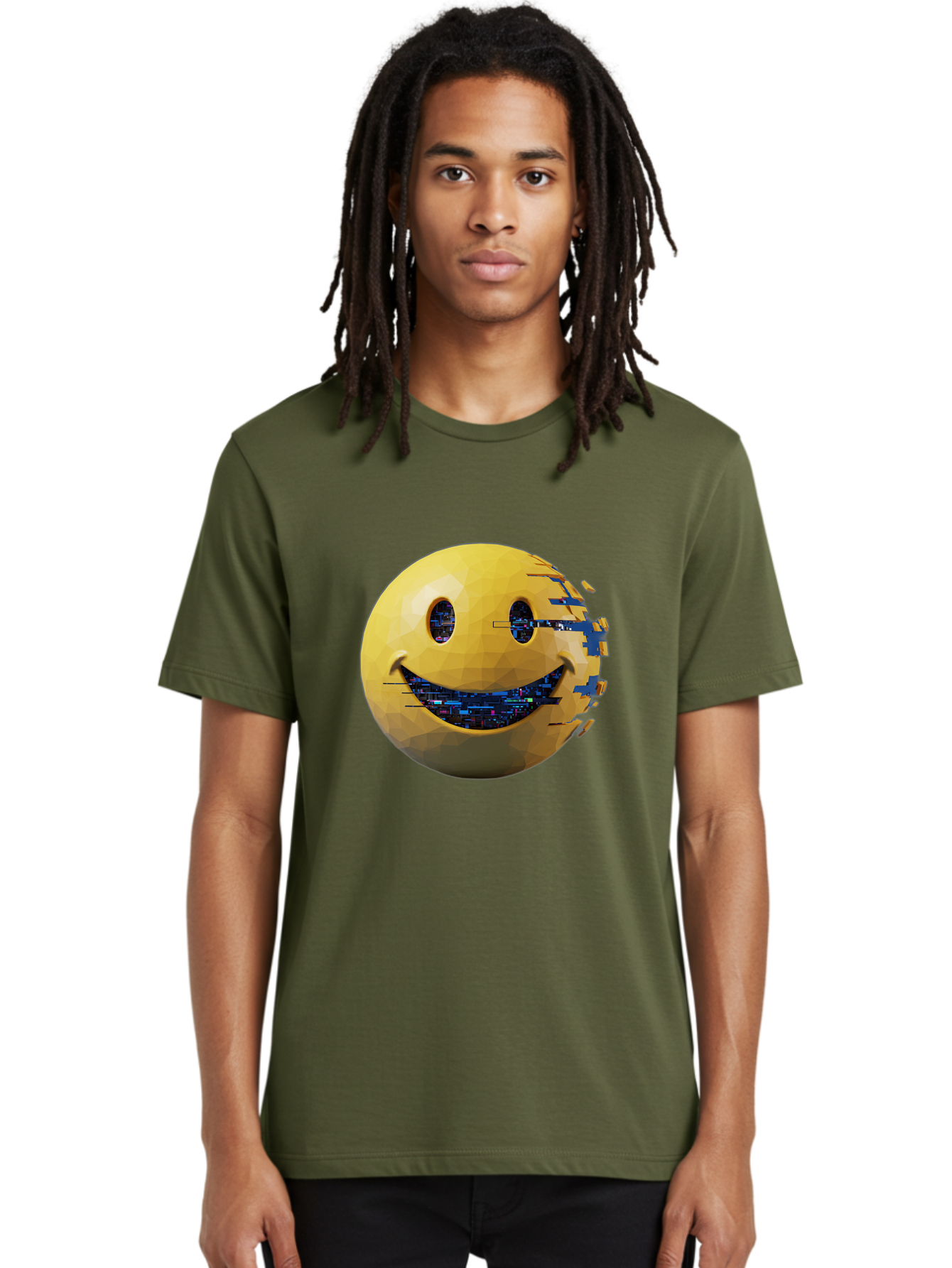 Smiley-Face-Glitch Men'S Graphic Tee, 100% Cotton, Comfortable Casual Summer Wear, Machine Washable, Vintage Camera, Old Camera, Antique Camera, Black Camera, Classic Photography, Photography Equipment, Nostalgic Device, Film Camera, Bal357