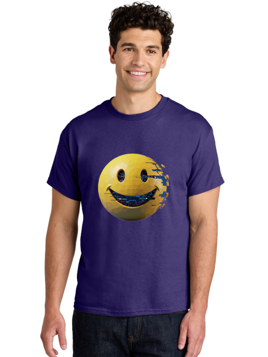 Smiley-Face-Glitch Men'S Graphic Tee, 100% Cotton, Comfortable Casual Summer Wear, Machine Washable, Vintage Camera, Old Camera, Antique Camera, Black Camera, Classic Photography, Photography Equipment, Nostalgic Device, Film Camera, Bal357