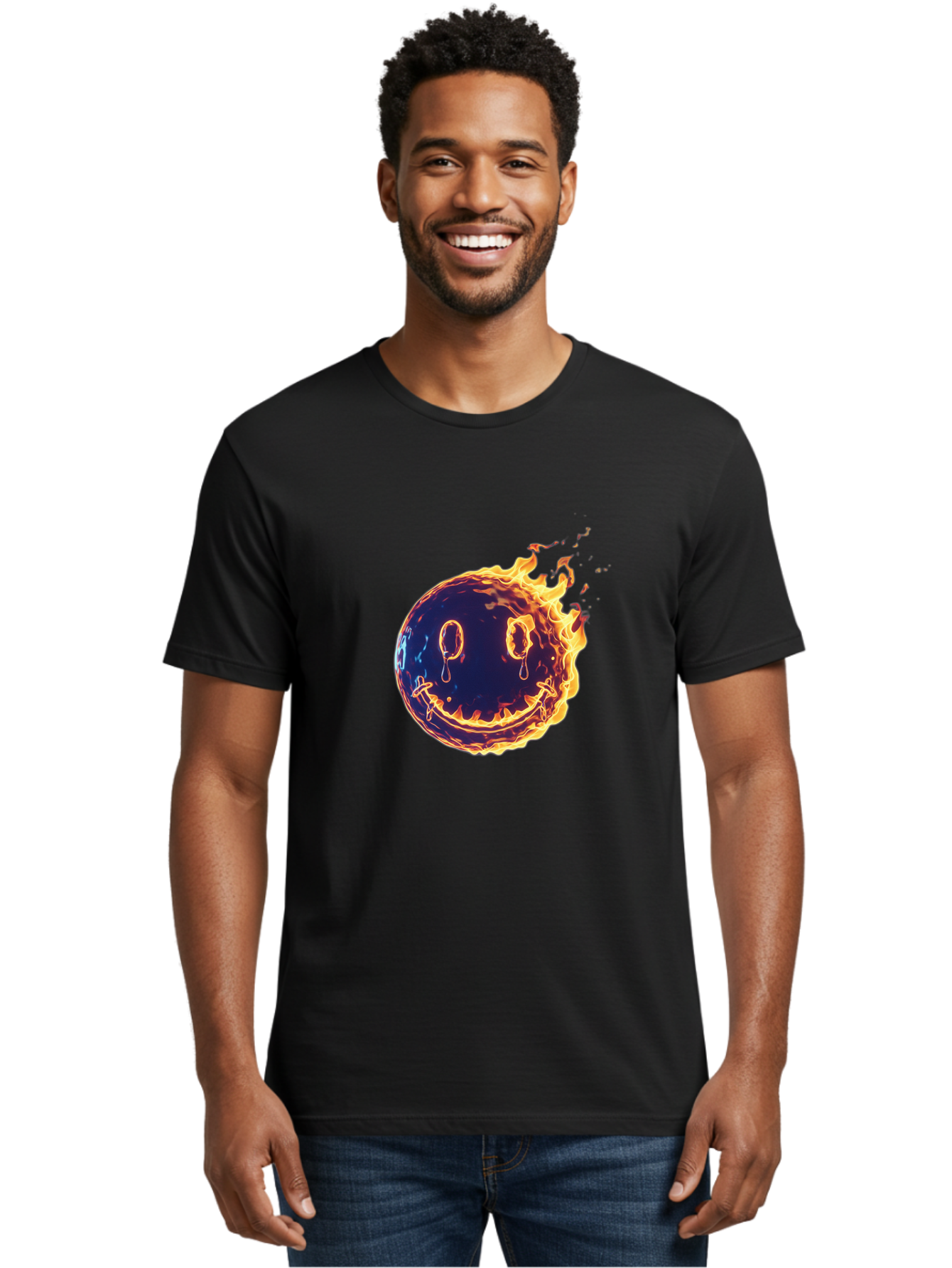 Smiley-Face-On-Fire Men'S Graphic Tee, 100% Cotton, Comfortable Casual Summer Wear, Machine Washable, Vintage Camera, Old Camera, Antique Camera, Black Camera, Classic Photography, Photography Equipment, Nostalgic Device, Film Camera, Bal358