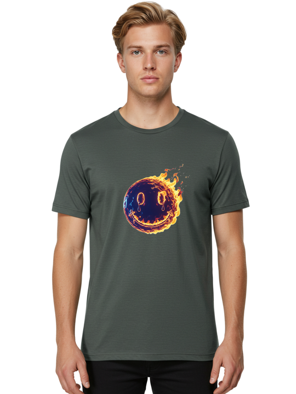 Smiley-Face-On-Fire Men'S Graphic Tee, 100% Cotton, Comfortable Casual Summer Wear, Machine Washable, Vintage Camera, Old Camera, Antique Camera, Black Camera, Classic Photography, Photography Equipment, Nostalgic Device, Film Camera, Bal358