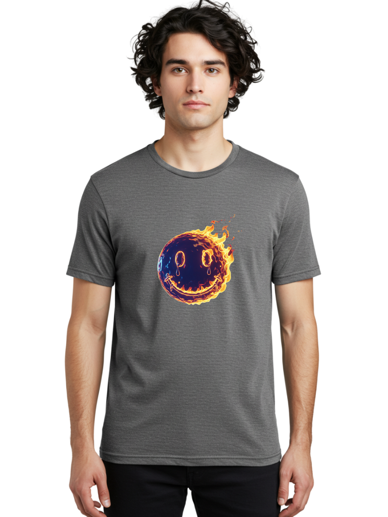 Smiley-Face-On-Fire Men'S Graphic Tee, 100% Cotton, Comfortable Casual Summer Wear, Machine Washable, Vintage Camera, Old Camera, Antique Camera, Black Camera, Classic Photography, Photography Equipment, Nostalgic Device, Film Camera, Bal358