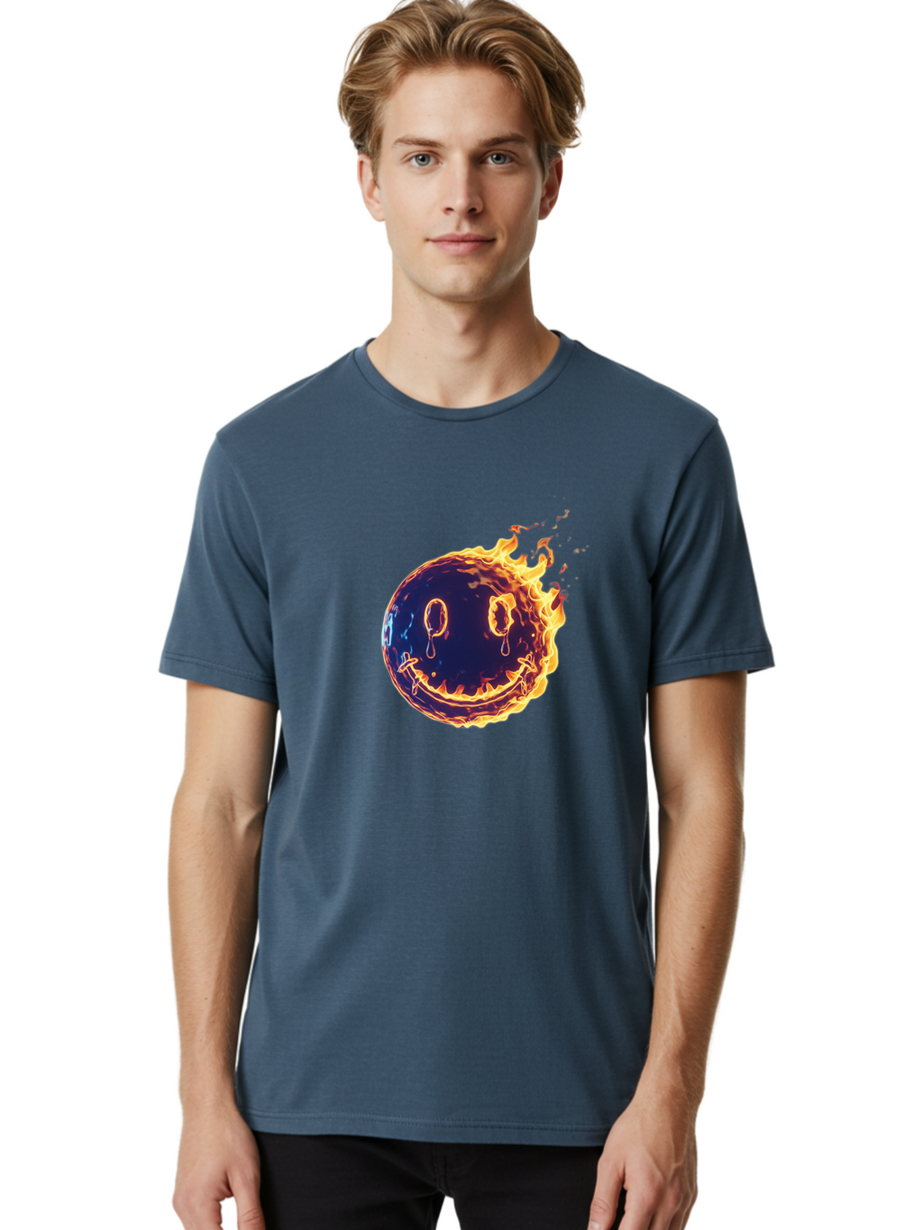 Smiley-Face-On-Fire Men'S Graphic Tee, 100% Cotton, Comfortable Casual Summer Wear, Machine Washable, Vintage Camera, Old Camera, Antique Camera, Black Camera, Classic Photography, Photography Equipment, Nostalgic Device, Film Camera, Bal358