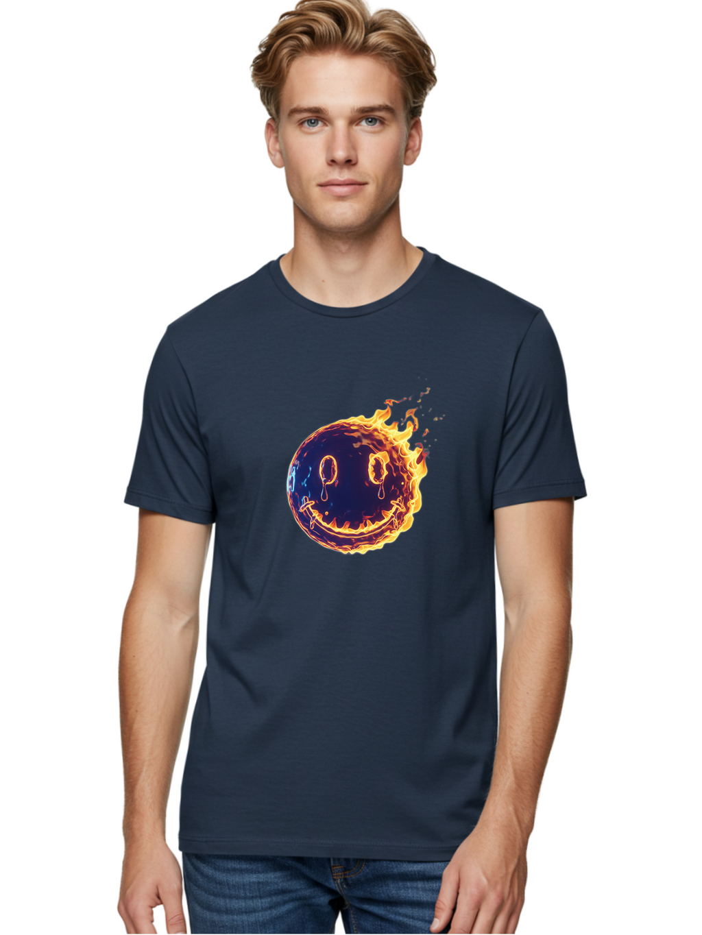 Smiley-Face-On-Fire Men'S Graphic Tee, 100% Cotton, Comfortable Casual Summer Wear, Machine Washable, Vintage Camera, Old Camera, Antique Camera, Black Camera, Classic Photography, Photography Equipment, Nostalgic Device, Film Camera, Bal358