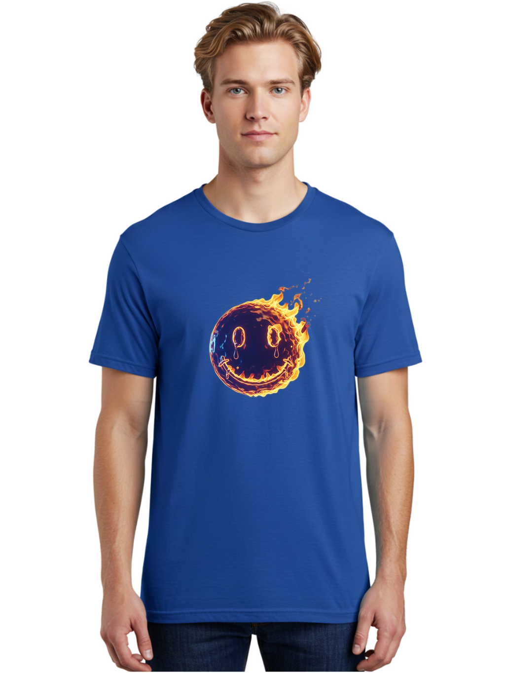 Smiley-Face-On-Fire Men'S Graphic Tee, 100% Cotton, Comfortable Casual Summer Wear, Machine Washable, Vintage Camera, Old Camera, Antique Camera, Black Camera, Classic Photography, Photography Equipment, Nostalgic Device, Film Camera, Bal358