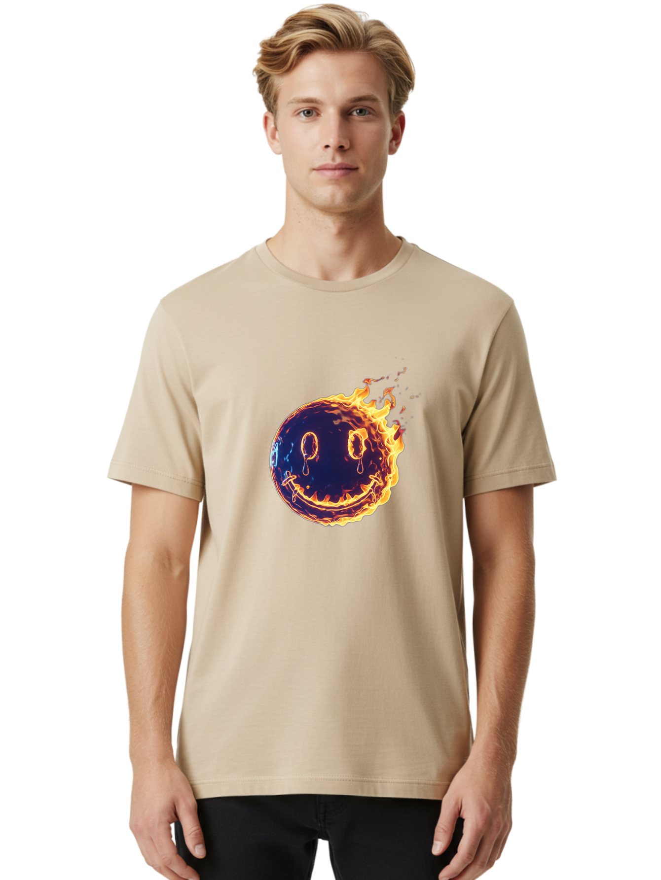 Smiley-Face-On-Fire Men'S Graphic Tee, 100% Cotton, Comfortable Casual Summer Wear, Machine Washable, Vintage Camera, Old Camera, Antique Camera, Black Camera, Classic Photography, Photography Equipment, Nostalgic Device, Film Camera, Bal358