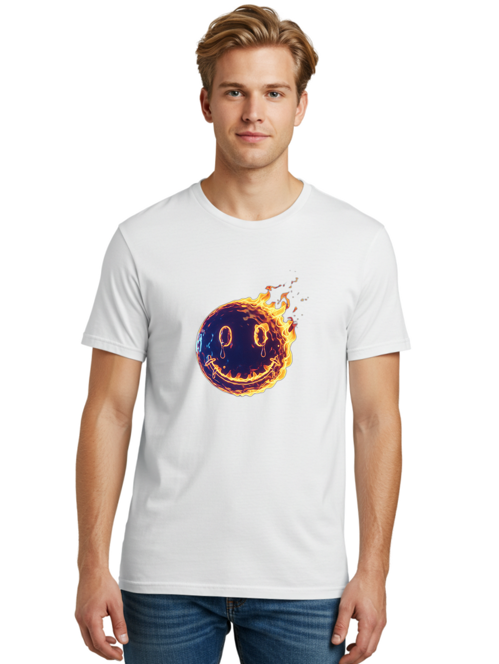 Smiley-Face-On-Fire Men'S Graphic Tee, 100% Cotton, Comfortable Casual Summer Wear, Machine Washable, Vintage Camera, Old Camera, Antique Camera, Black Camera, Classic Photography, Photography Equipment, Nostalgic Device, Film Camera, Bal358