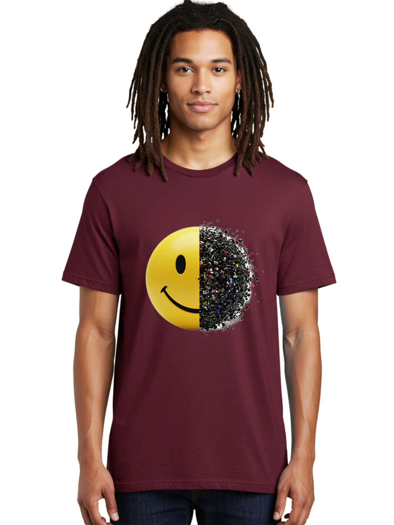 Smiley-Face-Pollution Men'S Graphic Tee, 100% Cotton, Comfortable Casual Summer Wear, Machine Washable, Vintage Camera, Old Camera, Antique Camera, Black Camera, Classic Photography, Photography Equipment, Nostalgic Device, Film Camera, Bal359