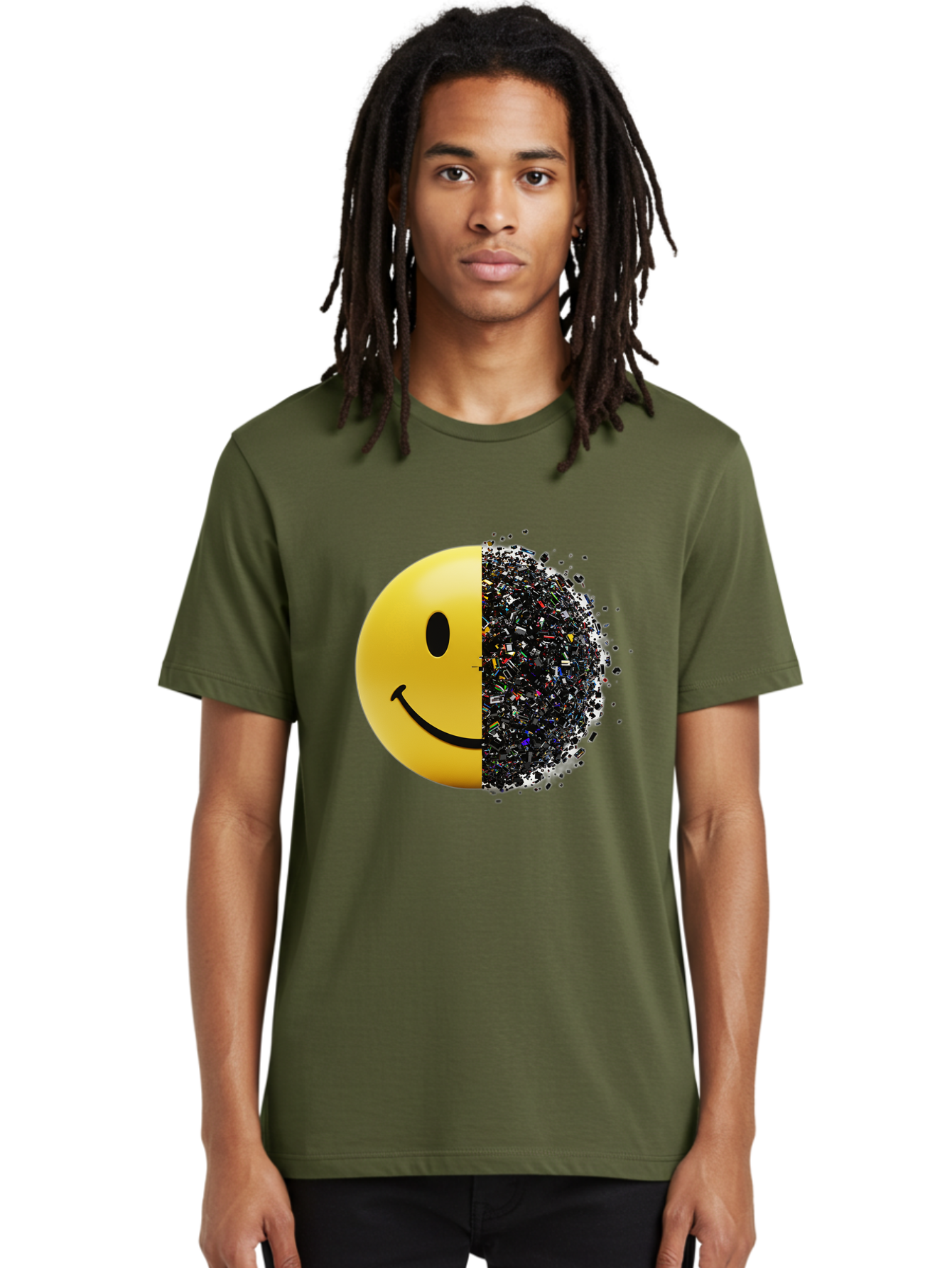 Smiley-Face-Pollution Men'S Graphic Tee, 100% Cotton, Comfortable Casual Summer Wear, Machine Washable, Vintage Camera, Old Camera, Antique Camera, Black Camera, Classic Photography, Photography Equipment, Nostalgic Device, Film Camera, Bal359