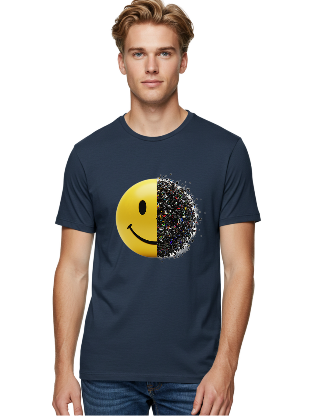 Smiley-Face-Pollution Men'S Graphic Tee, 100% Cotton, Comfortable Casual Summer Wear, Machine Washable, Vintage Camera, Old Camera, Antique Camera, Black Camera, Classic Photography, Photography Equipment, Nostalgic Device, Film Camera, Bal359