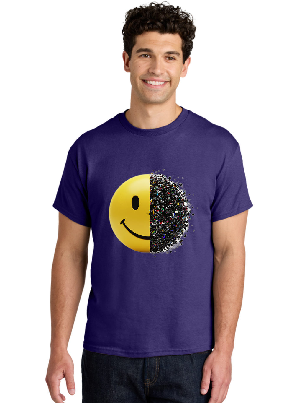 Smiley-Face-Pollution Men'S Graphic Tee, 100% Cotton, Comfortable Casual Summer Wear, Machine Washable, Vintage Camera, Old Camera, Antique Camera, Black Camera, Classic Photography, Photography Equipment, Nostalgic Device, Film Camera, Bal359