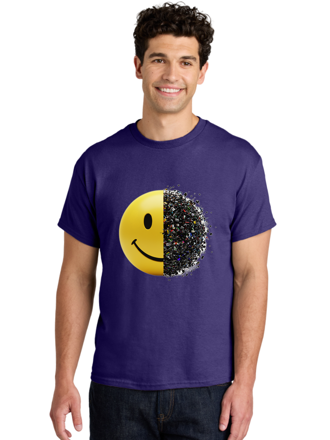 Smiley-Face-Pollution Men'S Graphic Tee, 100% Cotton, Comfortable Casual Summer Wear, Machine Washable, Vintage Camera, Old Camera, Antique Camera, Black Camera, Classic Photography, Photography Equipment, Nostalgic Device, Film Camera, Bal359