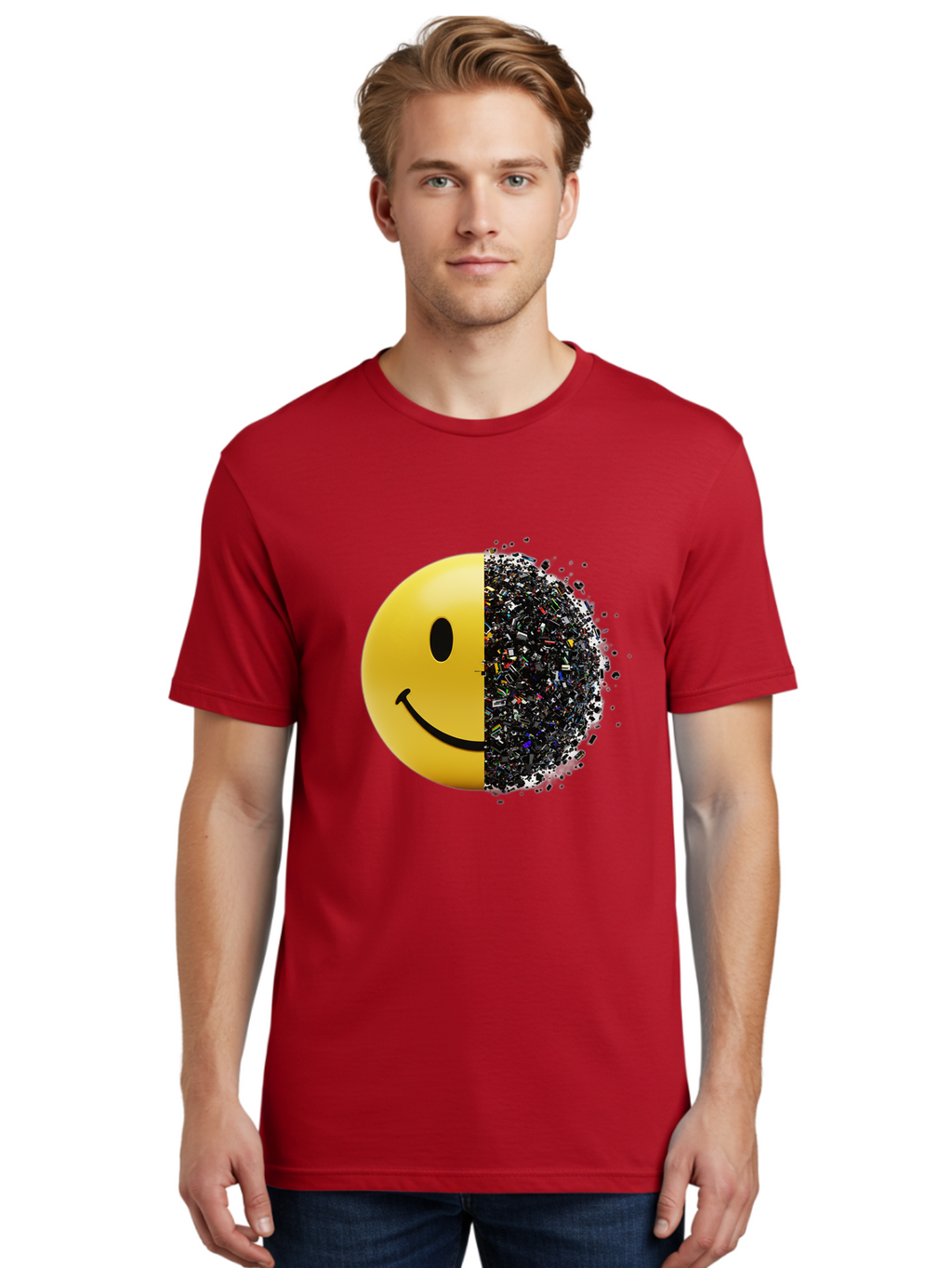 Smiley-Face-Pollution Men'S Graphic Tee, 100% Cotton, Comfortable Casual Summer Wear, Machine Washable, Vintage Camera, Old Camera, Antique Camera, Black Camera, Classic Photography, Photography Equipment, Nostalgic Device, Film Camera, Bal359