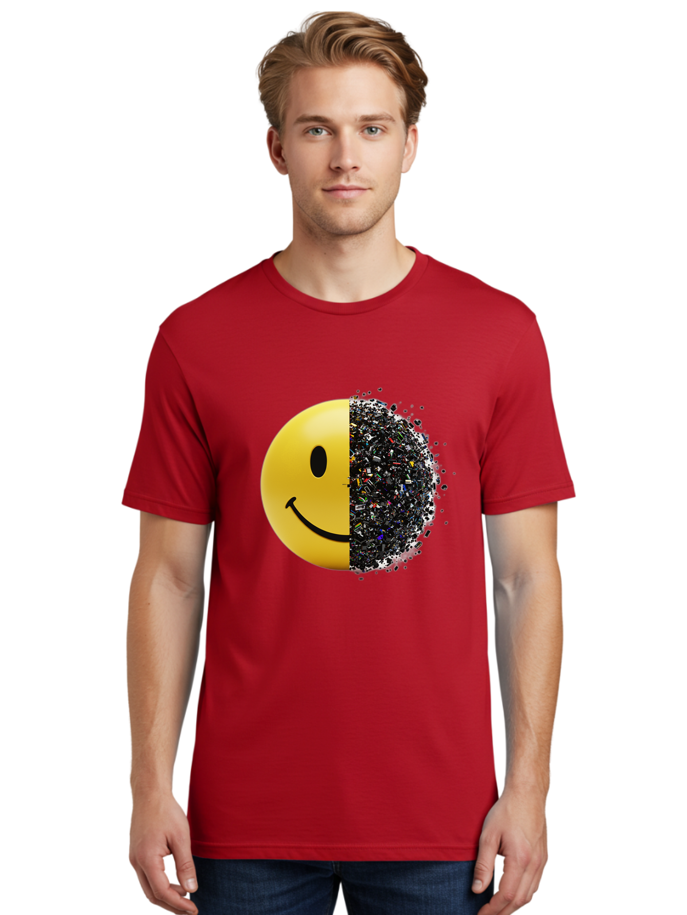 Smiley-Face-Pollution Men'S Graphic Tee, 100% Cotton, Comfortable Casual Summer Wear, Machine Washable, Vintage Camera, Old Camera, Antique Camera, Black Camera, Classic Photography, Photography Equipment, Nostalgic Device, Film Camera, Bal359