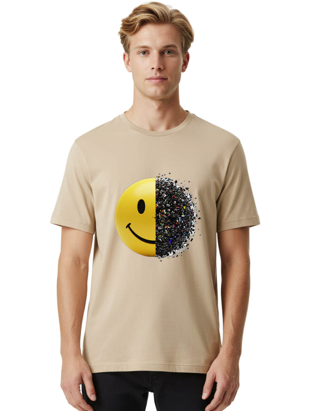 Smiley-Face-Pollution Men'S Graphic Tee, 100% Cotton, Comfortable Casual Summer Wear, Machine Washable, Vintage Camera, Old Camera, Antique Camera, Black Camera, Classic Photography, Photography Equipment, Nostalgic Device, Film Camera, Bal359
