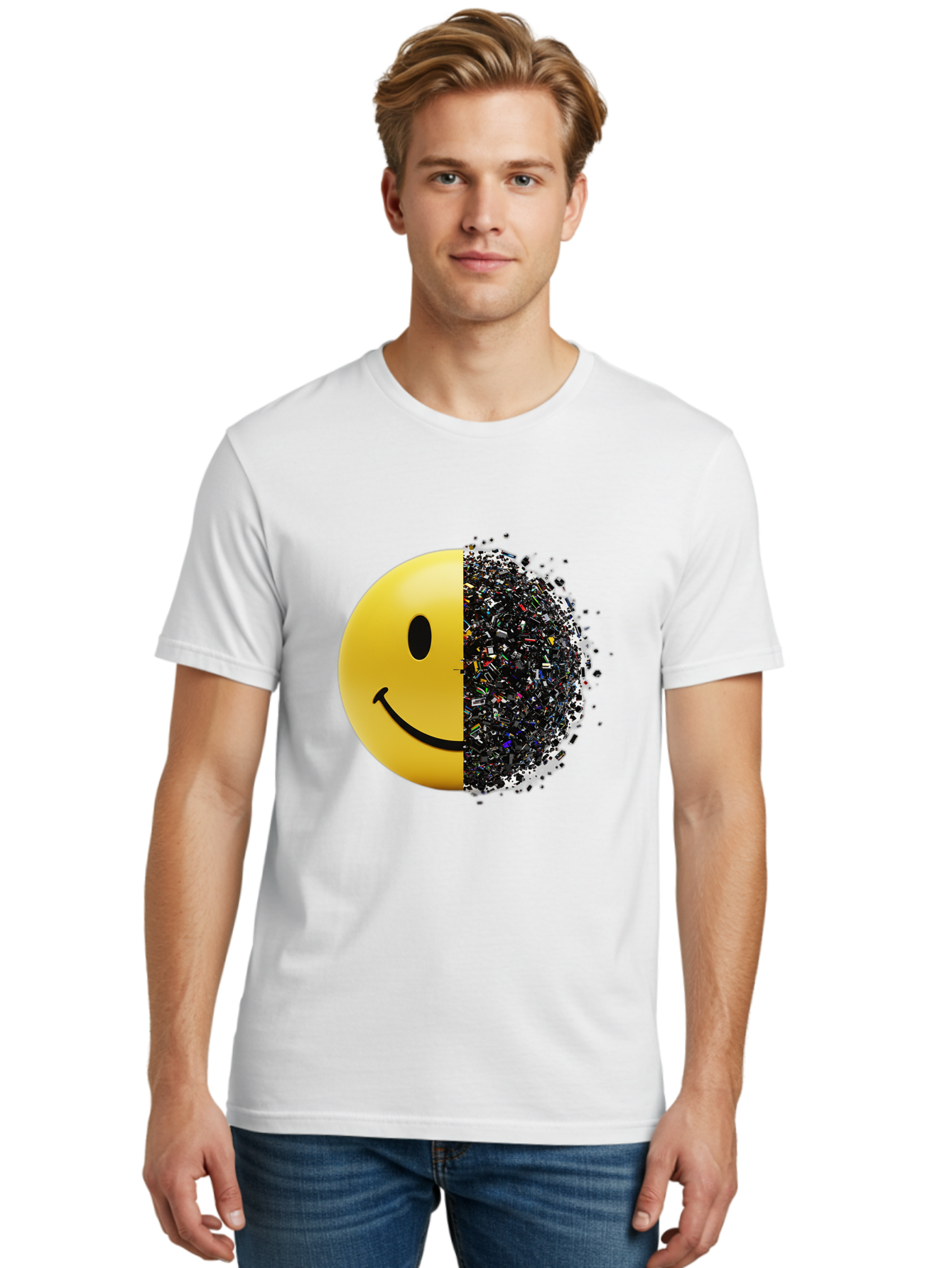 Smiley-Face-Pollution Men'S Graphic Tee, 100% Cotton, Comfortable Casual Summer Wear, Machine Washable, Vintage Camera, Old Camera, Antique Camera, Black Camera, Classic Photography, Photography Equipment, Nostalgic Device, Film Camera, Bal359