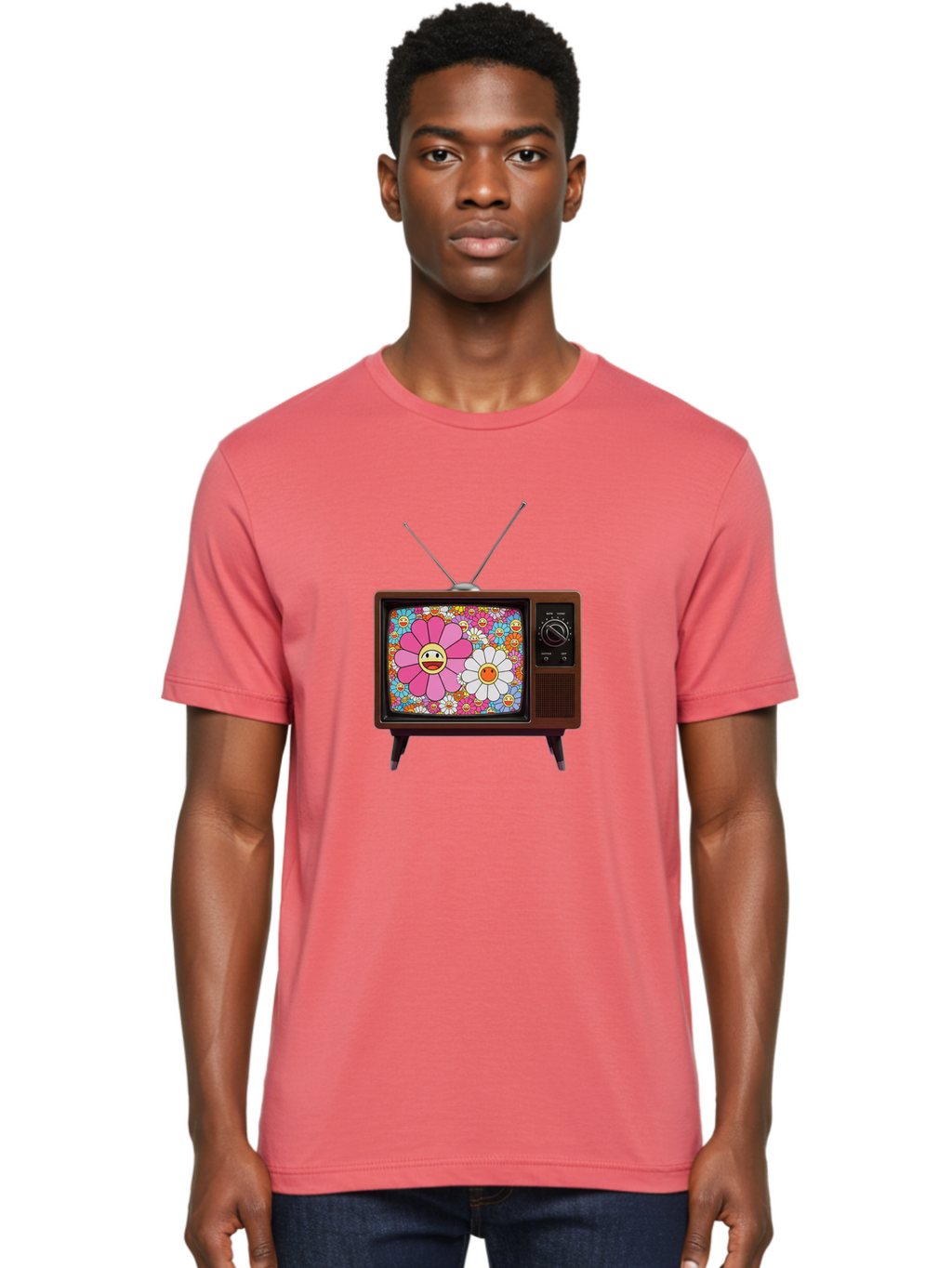 Smiley-Flowers-Tv Men'S Graphic Tee, 100% Cotton, Comfortable Casual Summer Wear, Machine Washable, Vintage Camera, Old Camera, Antique Camera, Black Camera, Classic Photography, Photography Equipment, Nostalgic Device, Film Camera, Camera Art Bal361