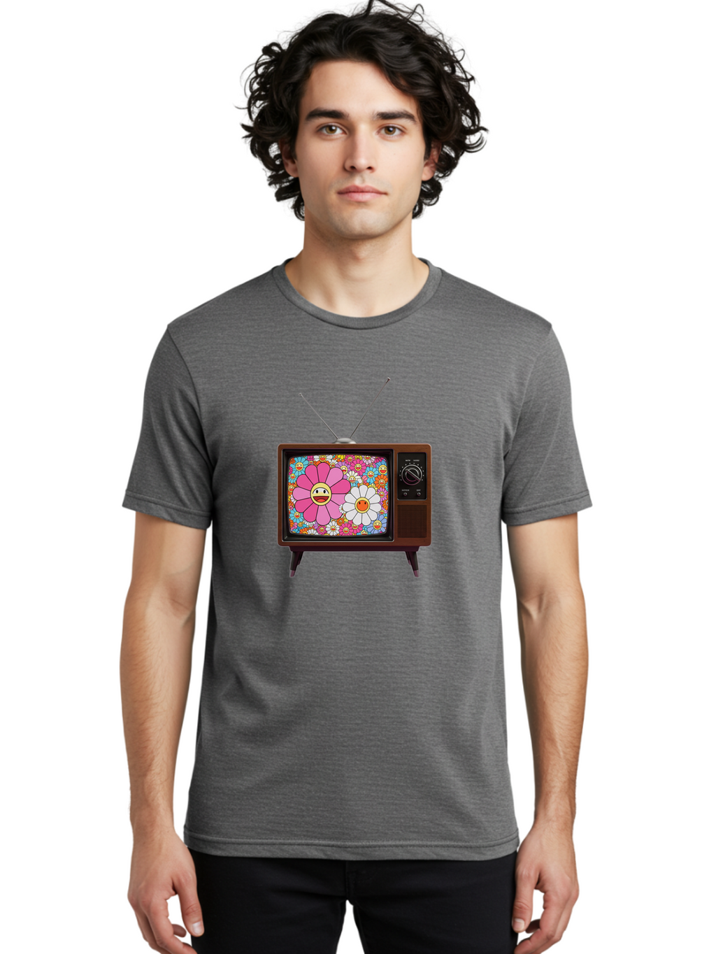 Smiley-Flowers-Tv Men'S Graphic Tee, 100% Cotton, Comfortable Casual Summer Wear, Machine Washable, Vintage Camera, Old Camera, Antique Camera, Black Camera, Classic Photography, Photography Equipment, Nostalgic Device, Film Camera, Camera Art Bal361